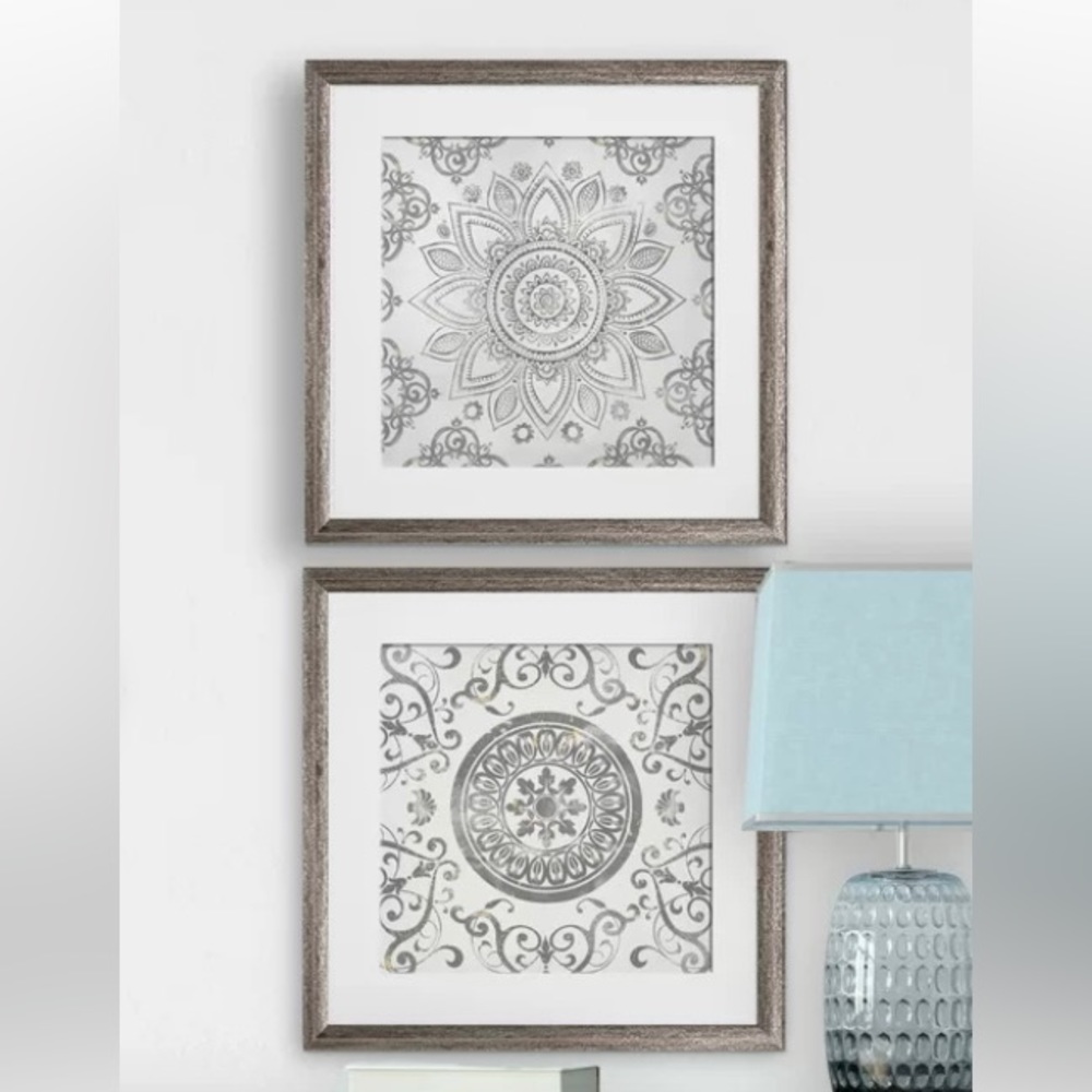 ✨ HP ✨ Mandala Sunburst by Mistana 2 piece SET picture frame Art 16”x16”